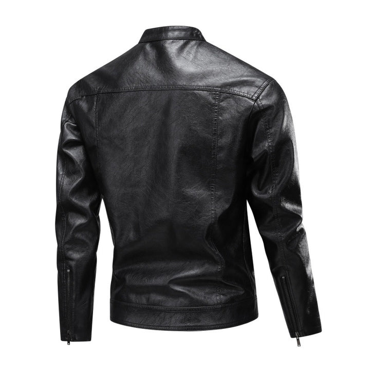 Men's fashionable synthetic leather jacket with practical pockets Lisslune