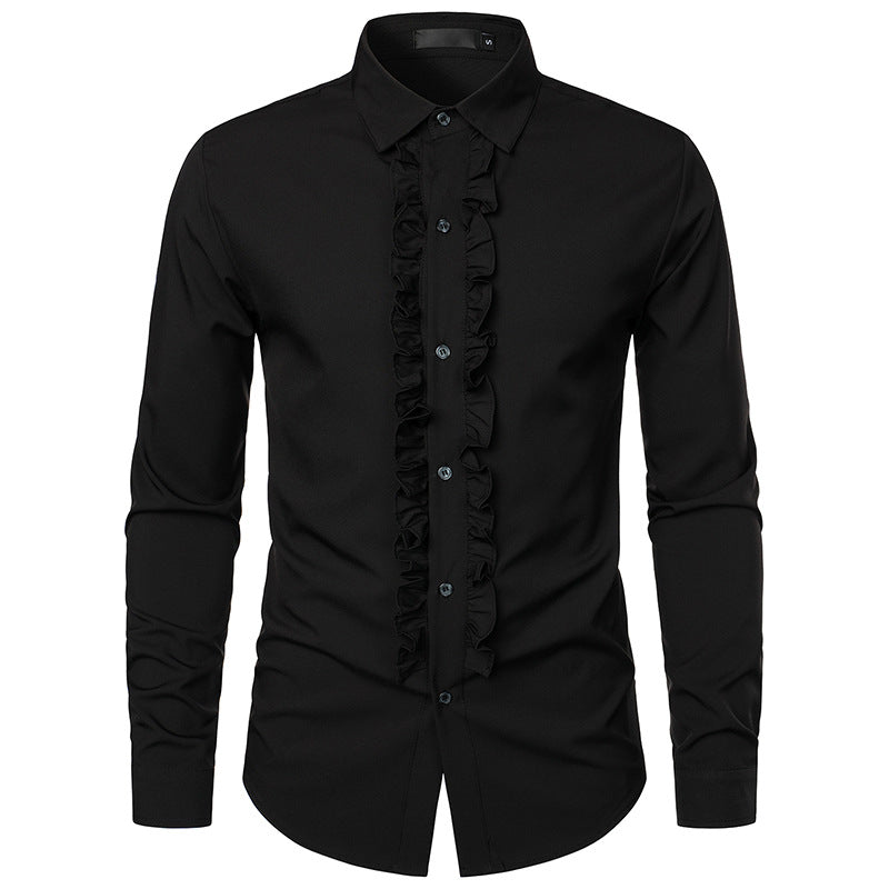 Men's elegant wedding blouse with ruffles and button detail Lisslune
