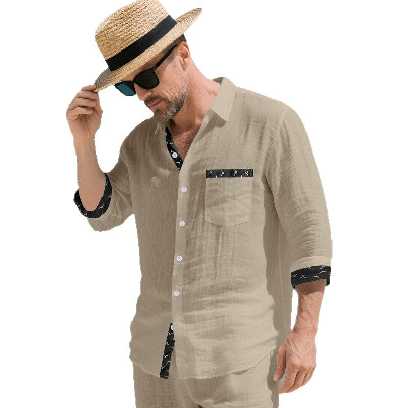 Men's casual shirt with modern pattern insert and relaxed fit Lisslune