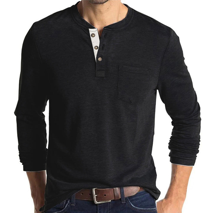 Men's long-sleeve shirt with button placket and practical chest pocket Lisslune