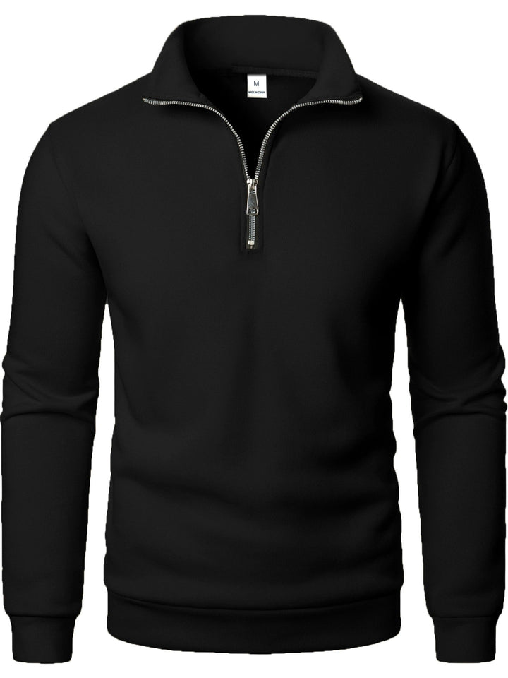 Men's fleece pullover with practical stand-up collar and zipper Lisslune
