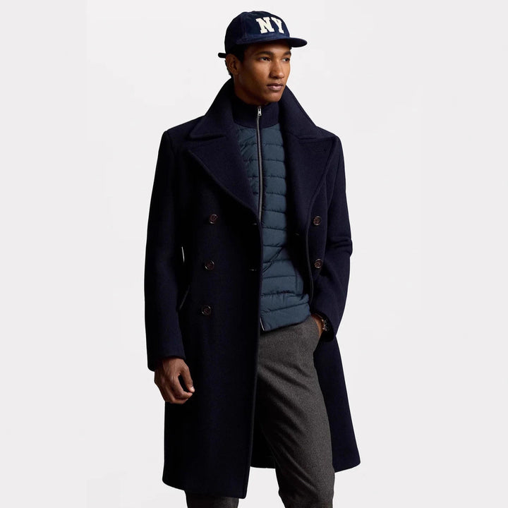 Men's Elegant Wool Coat with Modern Cut and High-Quality Details Lisslune