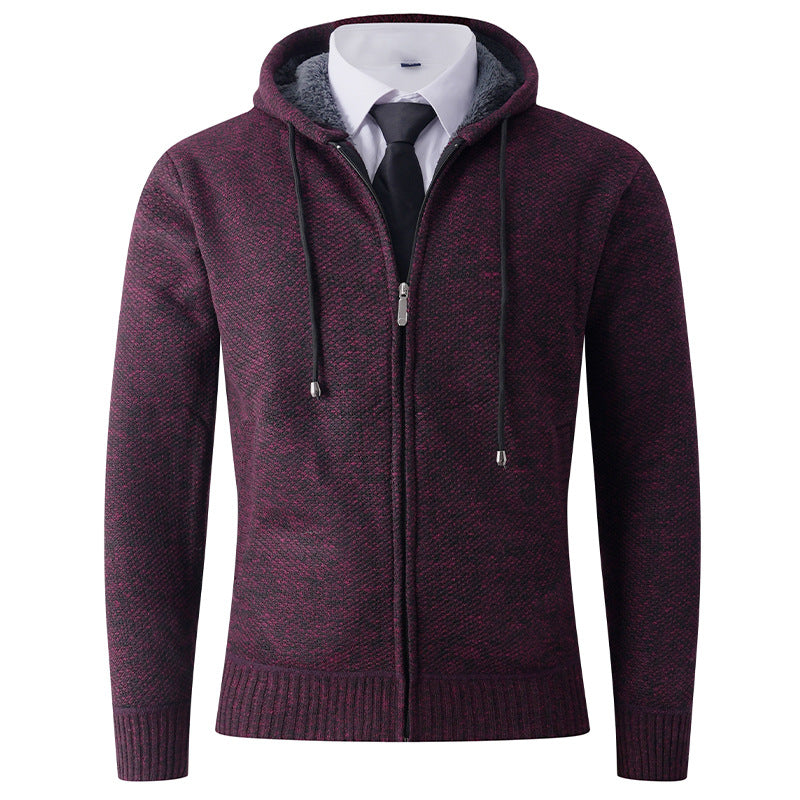 Men's cardigan with hood and textured finish Lisslune