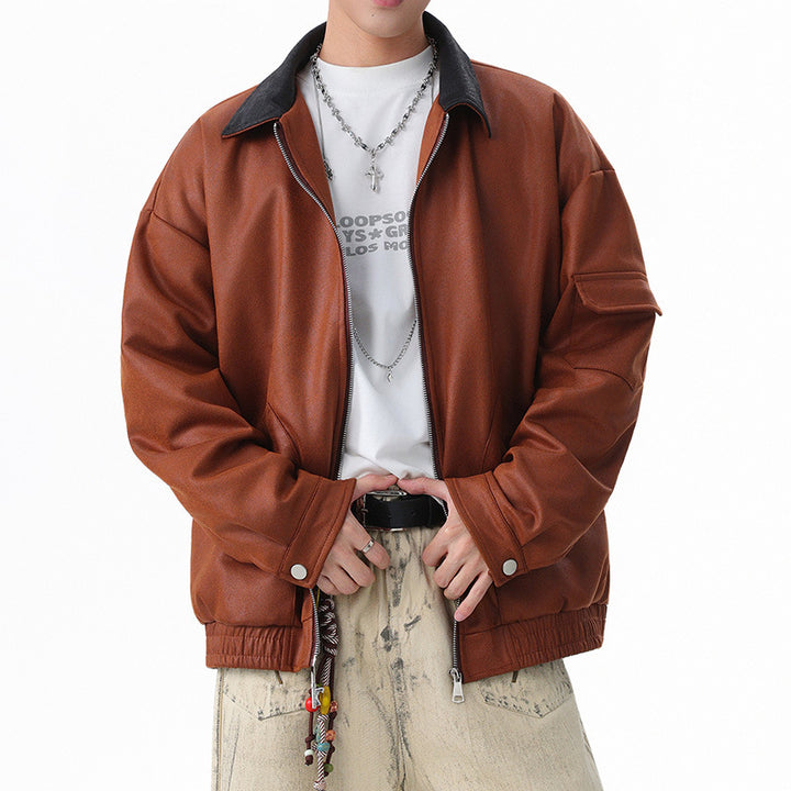 Men's Oversized Utility Jacket with practical zipper Lisslune