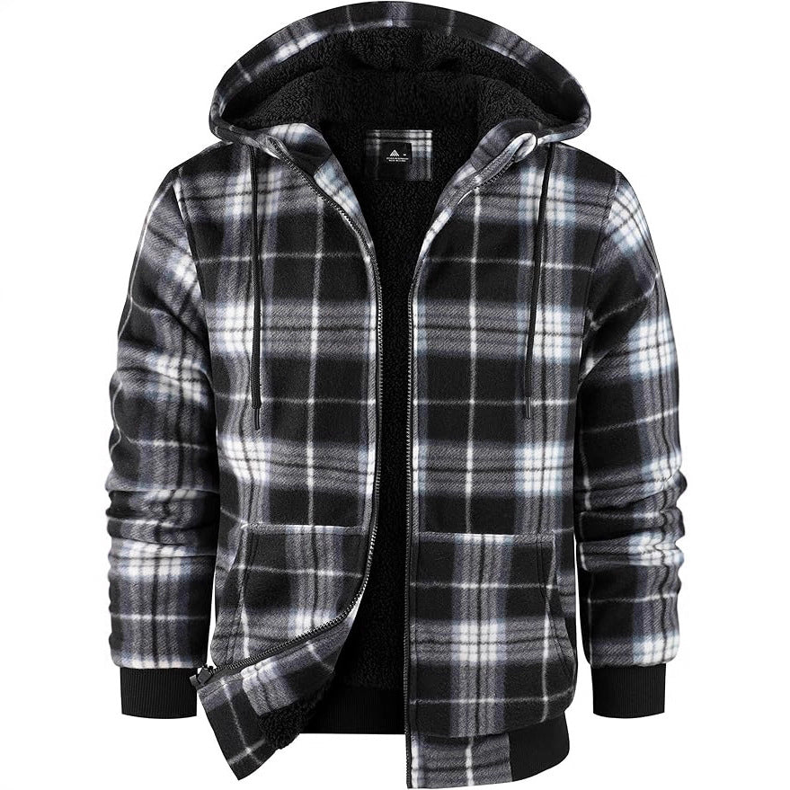 Men's fleece jacket with modern check pattern and cozy inner lining Lisslune