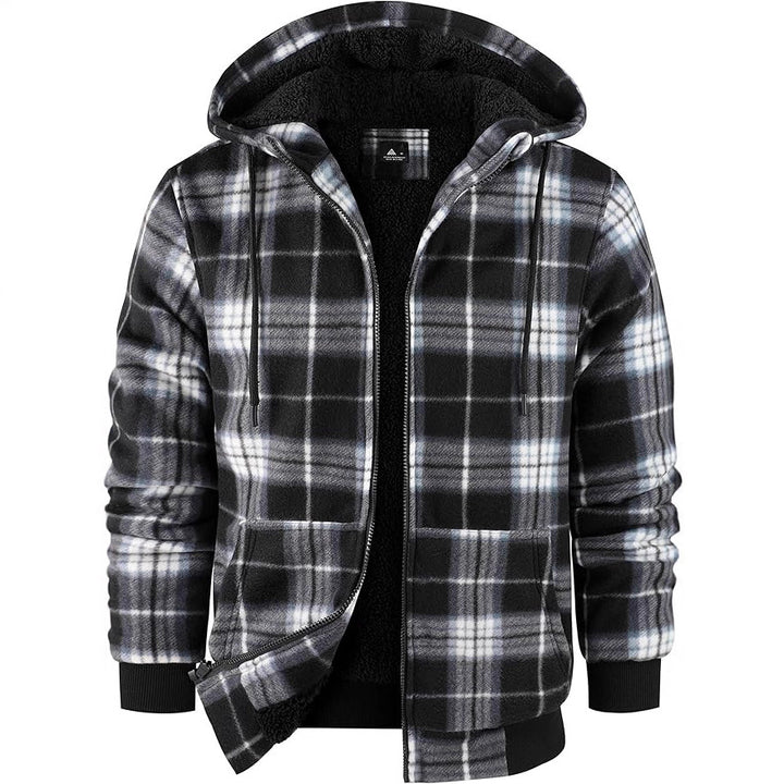 Men's fleece jacket with modern check pattern and cozy inner lining Lisslune