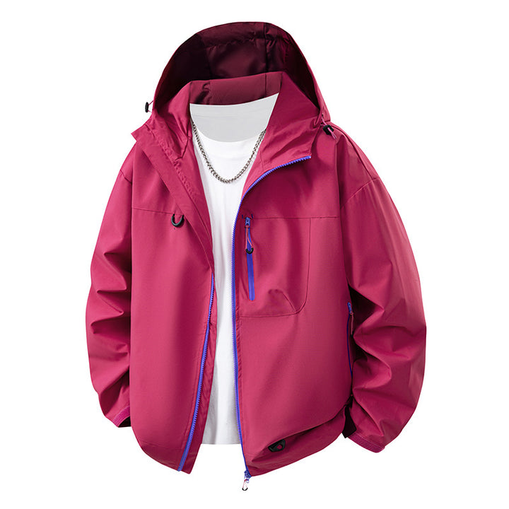 Men's Waterproof Outdoor Jacket with Adjustable Hood and Practical Zip Pockets Lisslune