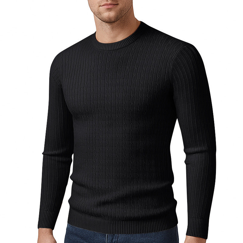 Men's fine knit pullover with textured cable pattern Lisslune