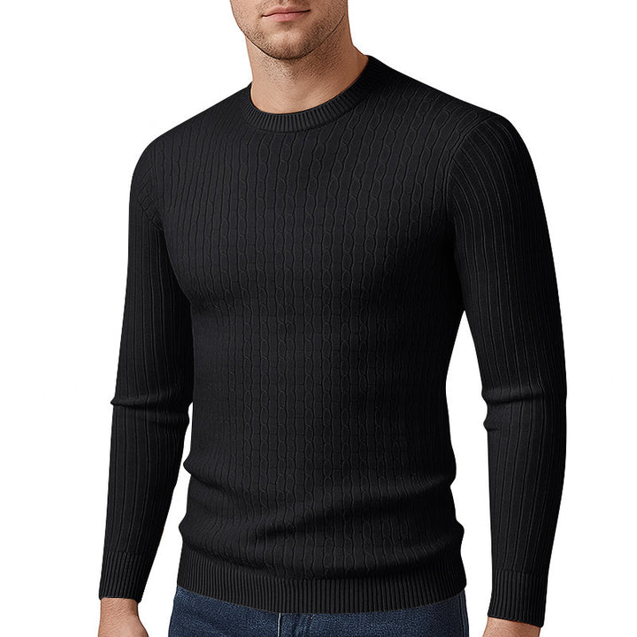 Men's fine knit pullover with textured cable pattern Lisslune