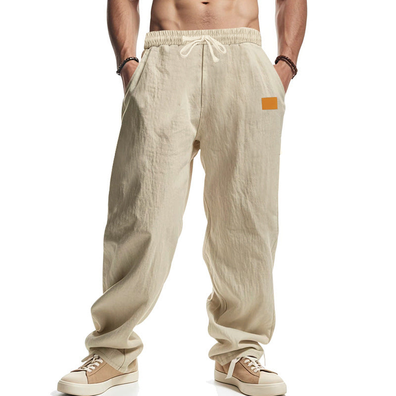 Men's relaxed linen pants with elastic waistband and practical side pockets Lisslune