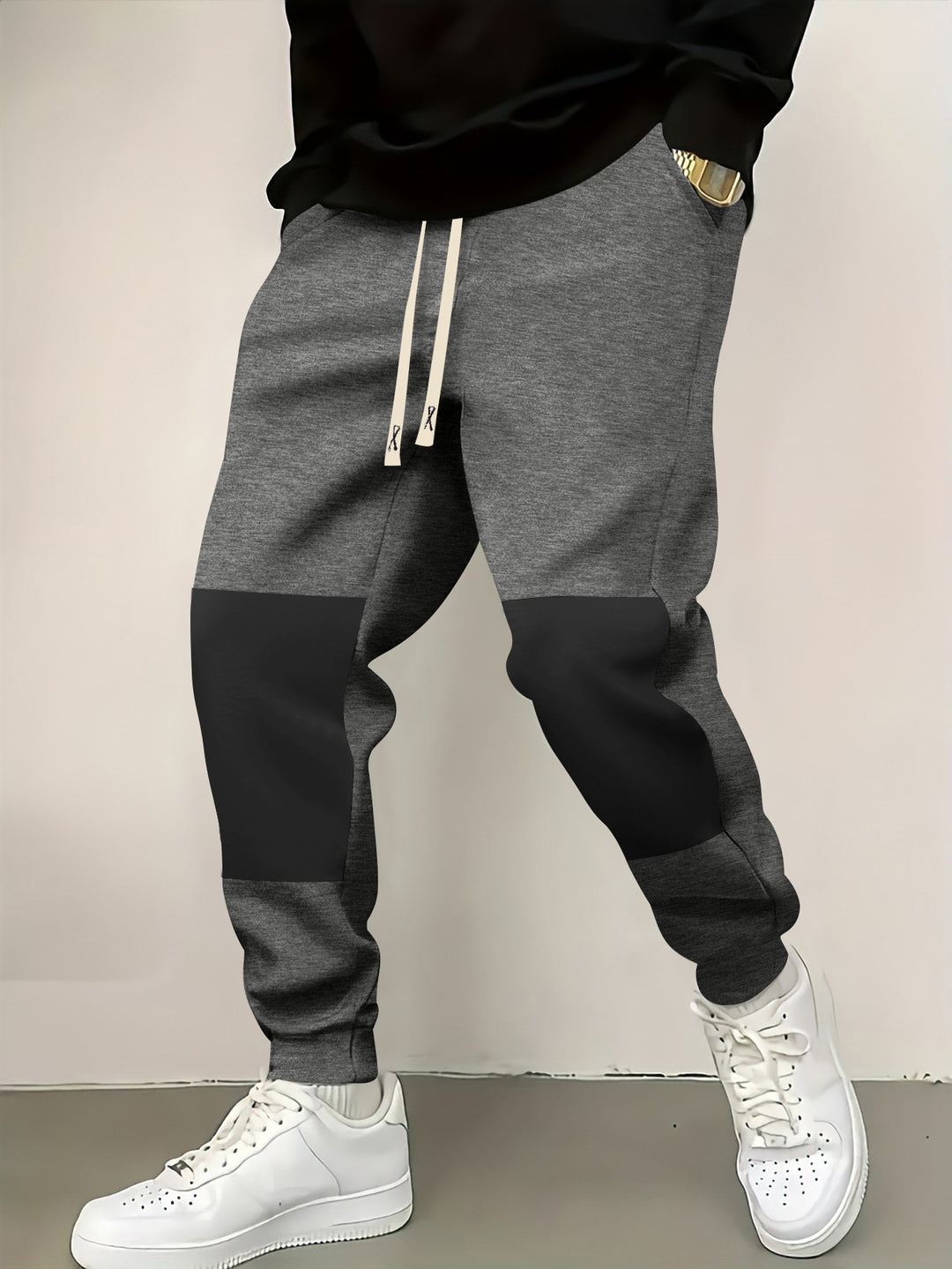 Men's elegant sports pants with modern color block elements Lisslune