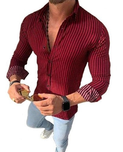 Men's long sleeve shirt with fine stripes and elegant fit Lisslune