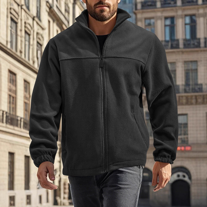 Men's fleece jacket with practical pockets and stand-up collar Lisslune