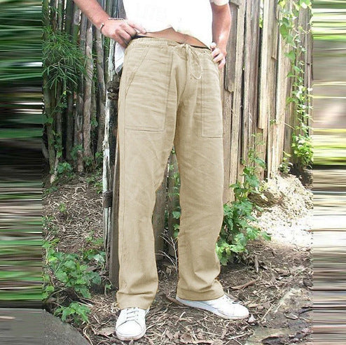 Men's casual leisure pants with practical drawstring and deep pockets Lisslune