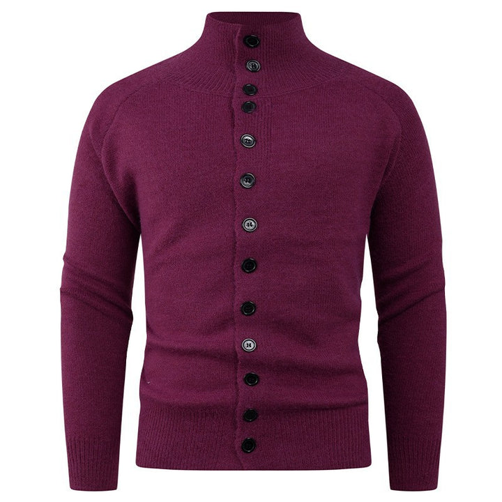 Men's cardigan with modern stand-up collar and button closure Lisslune