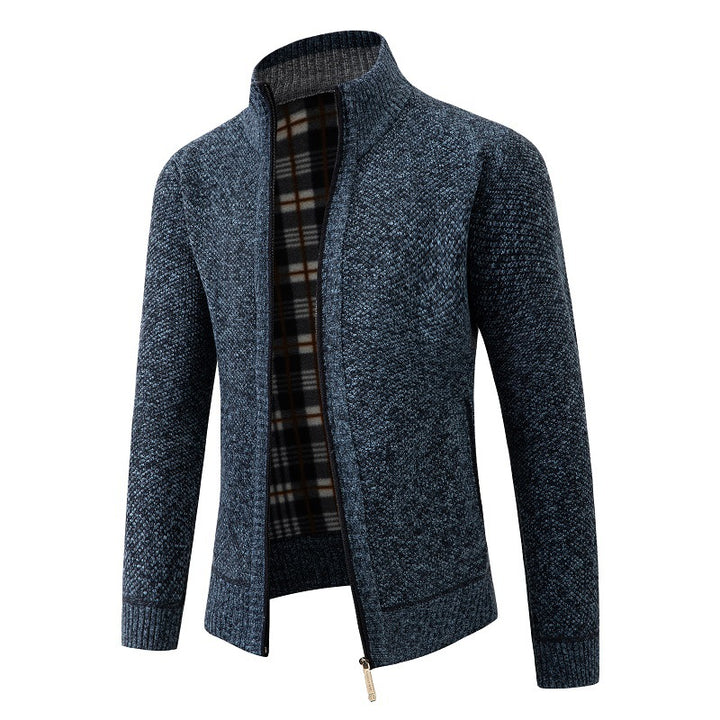 Men's cardigan with modern stand-up collar and practical side pockets Lisslune