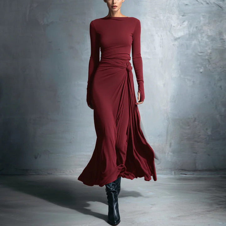 Women's elegant evening dress with long sleeves and wrap design Lisslune