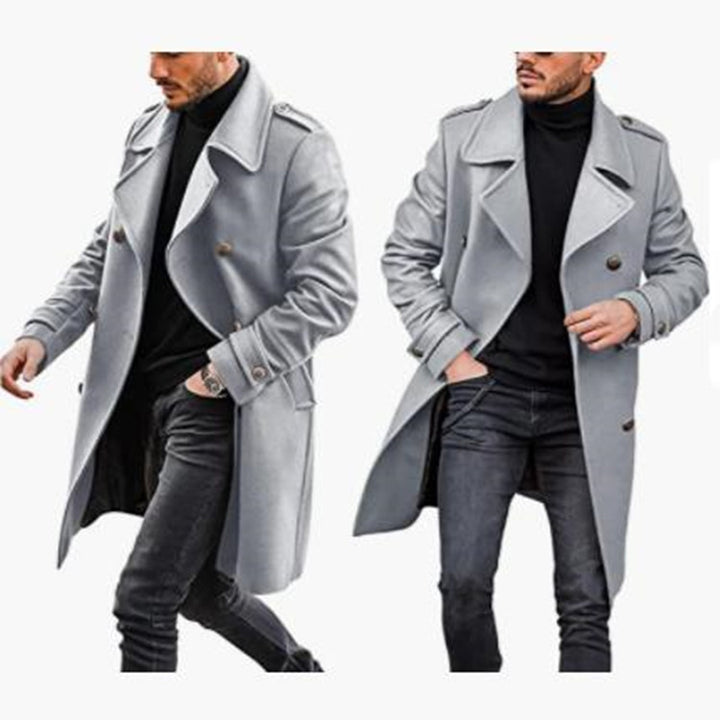 Men's Stylish Wool Coat with Casual Collar and Double Buttons Lisslune