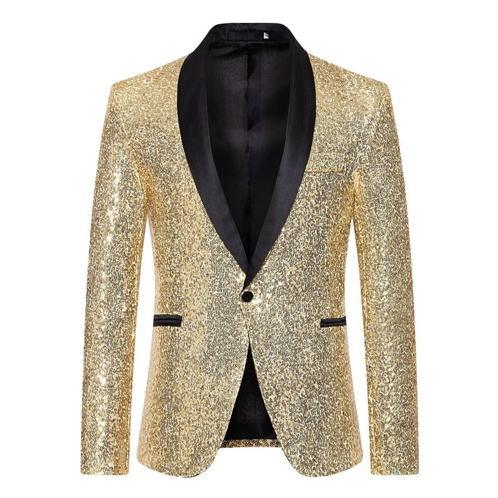 Men's elegant sequin blazer with satin collar area Lisslune