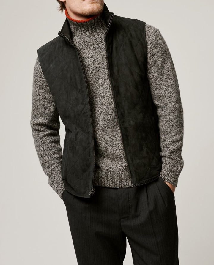 Men's quilted vest made of high-quality suede Lisslune