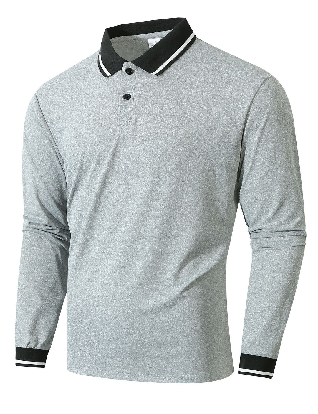 Men's Long Sleeve Polo Shirt with Sporty Rib Structure Lisslune