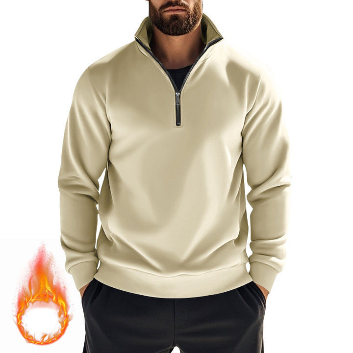Men's fleece pullover with high collar and half zipper Lisslune