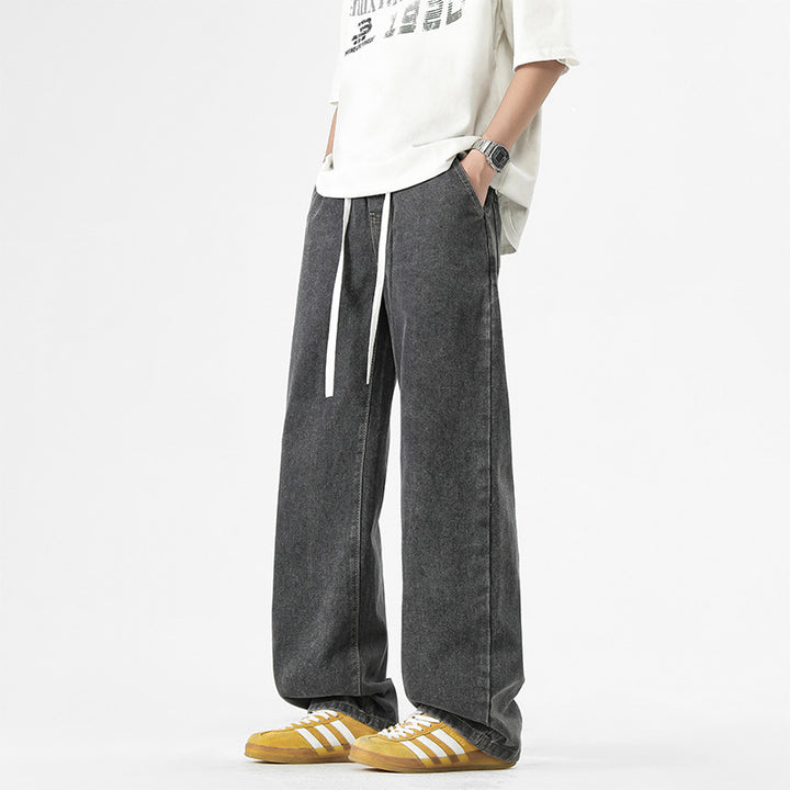 Men's loose-fitting leisure pants with elastic waistband and pockets Lisslune