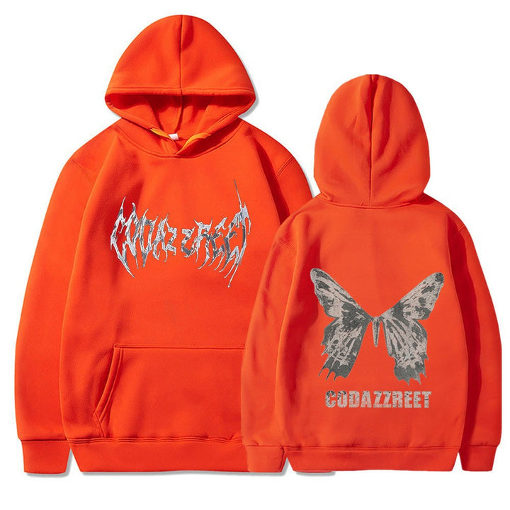 Women's hoodie with eye-catching butterfly design and artistic lettering Lisslune
