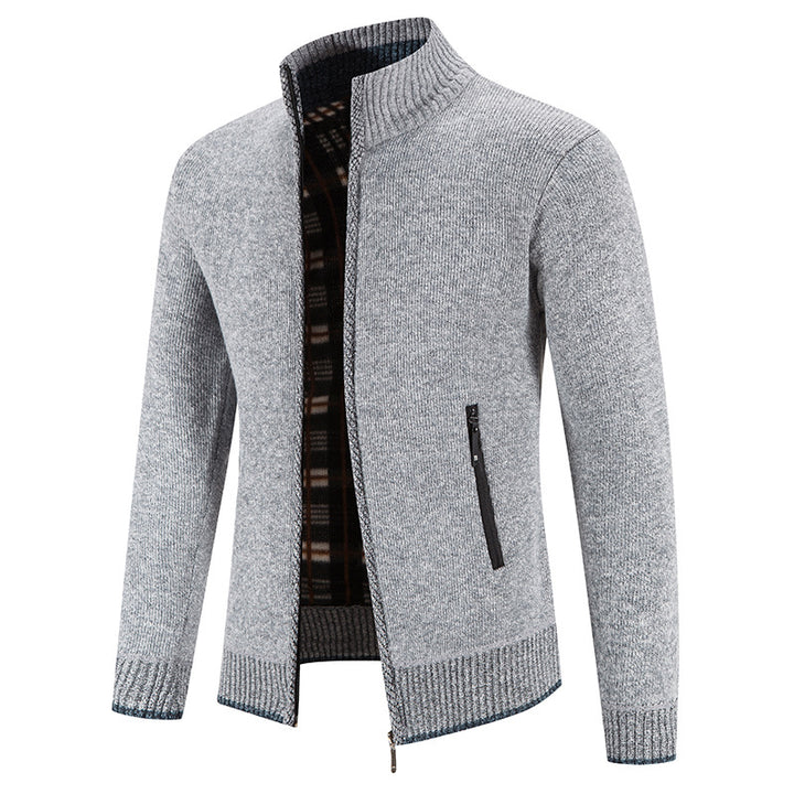 Men's cardigan with high collar and practical zip pockets Lisslune