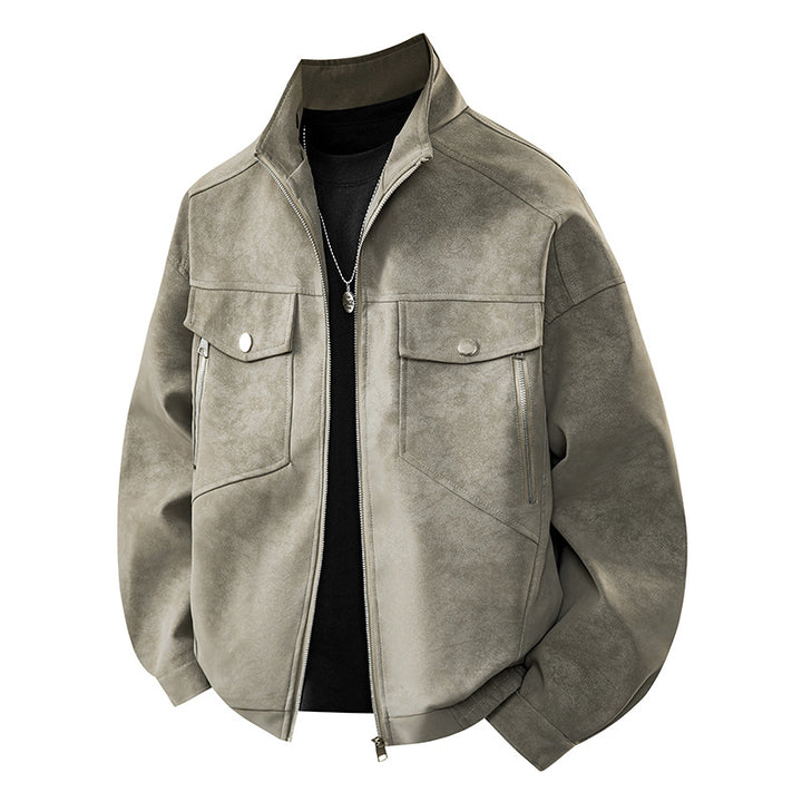 Men's elegant velour jacket with practical zipper and modern pockets Lisslune