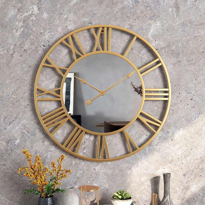 Lisslune | Metal Vintage Large Size Wall Clock with Mirror 39cm