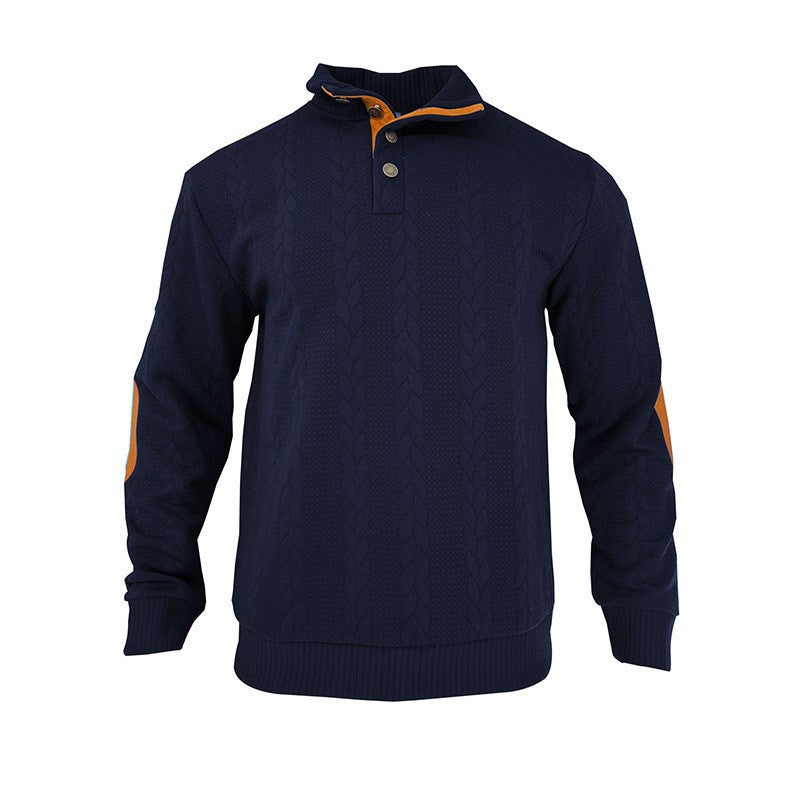Men's knit sweater with high collar and fashionable cable design Lisslune
