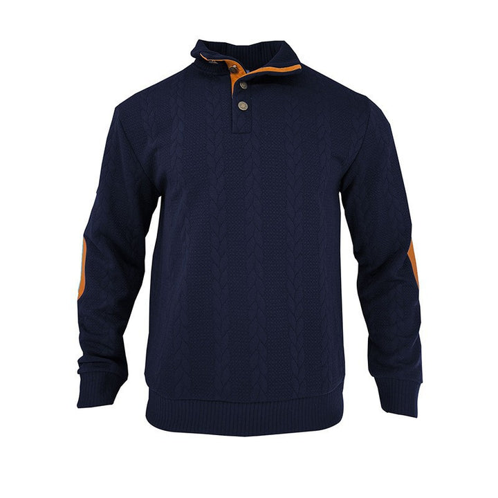 Men's knit sweater with high collar and fashionable cable design Lisslune