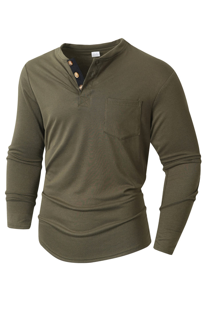 Men's long-sleeve shirt with button placket and practical chest pocket Lisslune