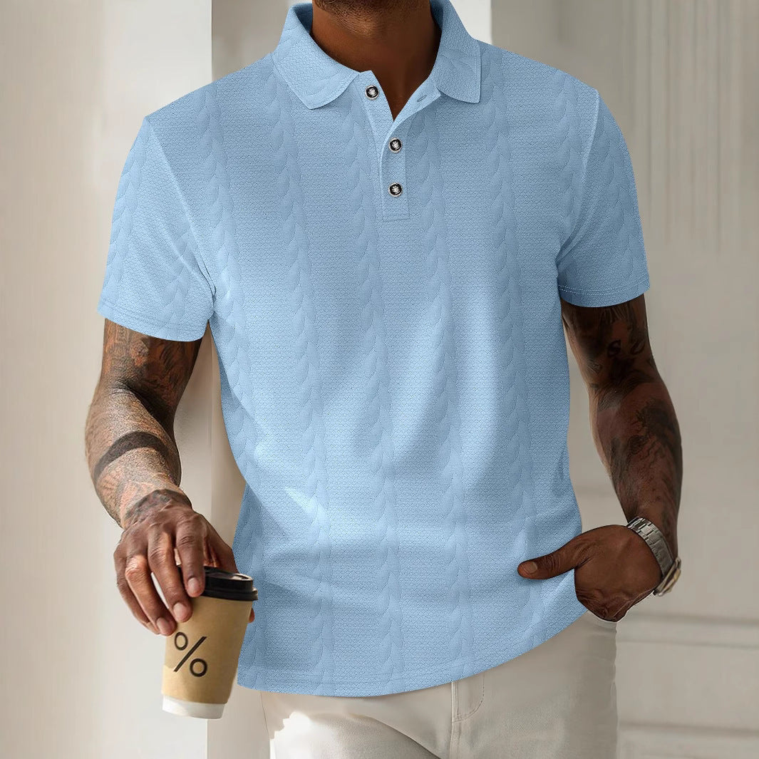 Men's Sporty Polo Shirt with Textured Pattern Lisslune