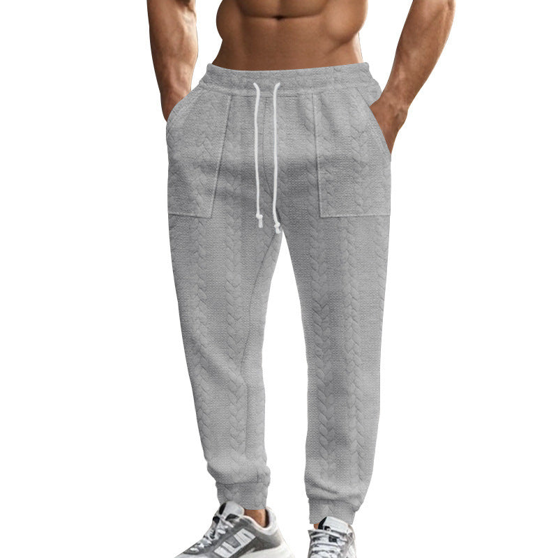 Men's leisure pants made of textured fleece with practical side pockets Lisslune
