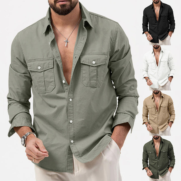 Men's cotton shirt with patch pockets Lisslune