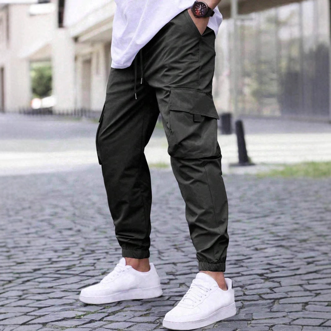 Men's cargo pants with elastic waistband and practical side pockets Lisslune