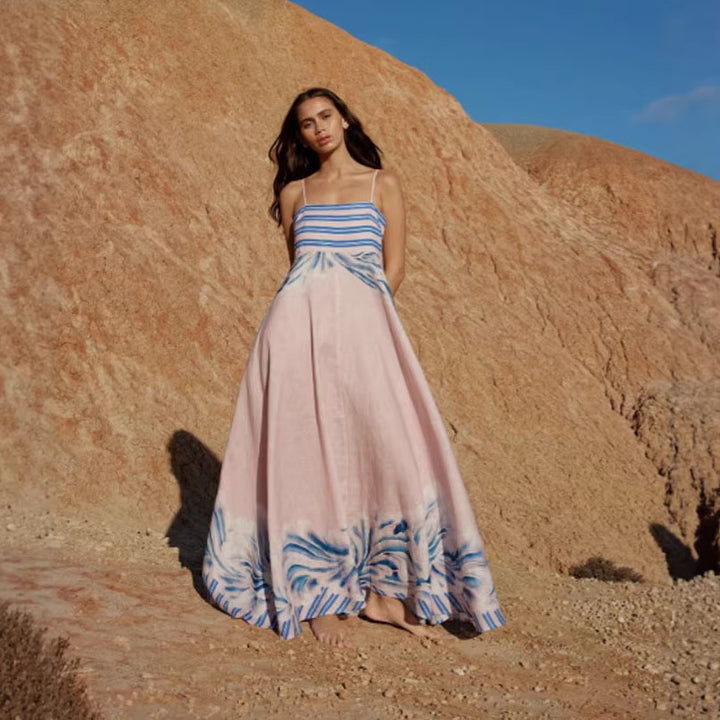 Ladies maxi dress with subtle gradient and floral pattern Lune London