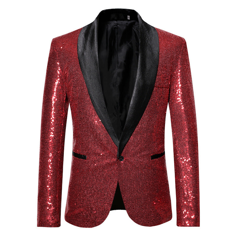 Men's Sequin Blazer with Elegant Lapel and Slim Fit Cut Lisslune