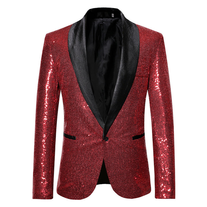 Men's Sequin Blazer with Elegant Lapel and Slim Fit Cut Lisslune