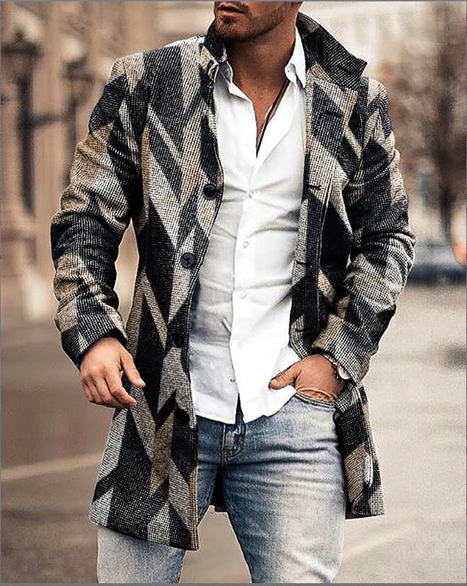 Men's wool coat in modern check design with tailored fit Lisslune