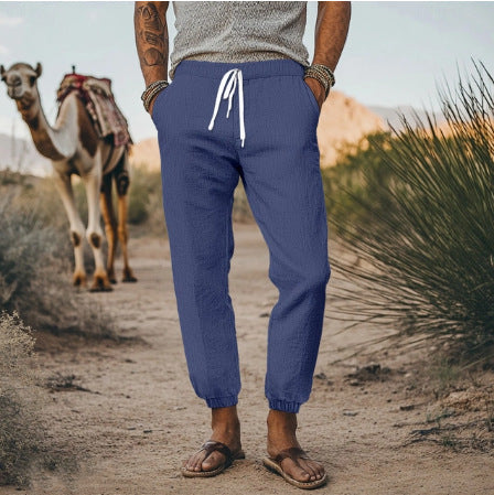 Men's casual travel cargo pants with elastic waistband and practical pockets Lisslune