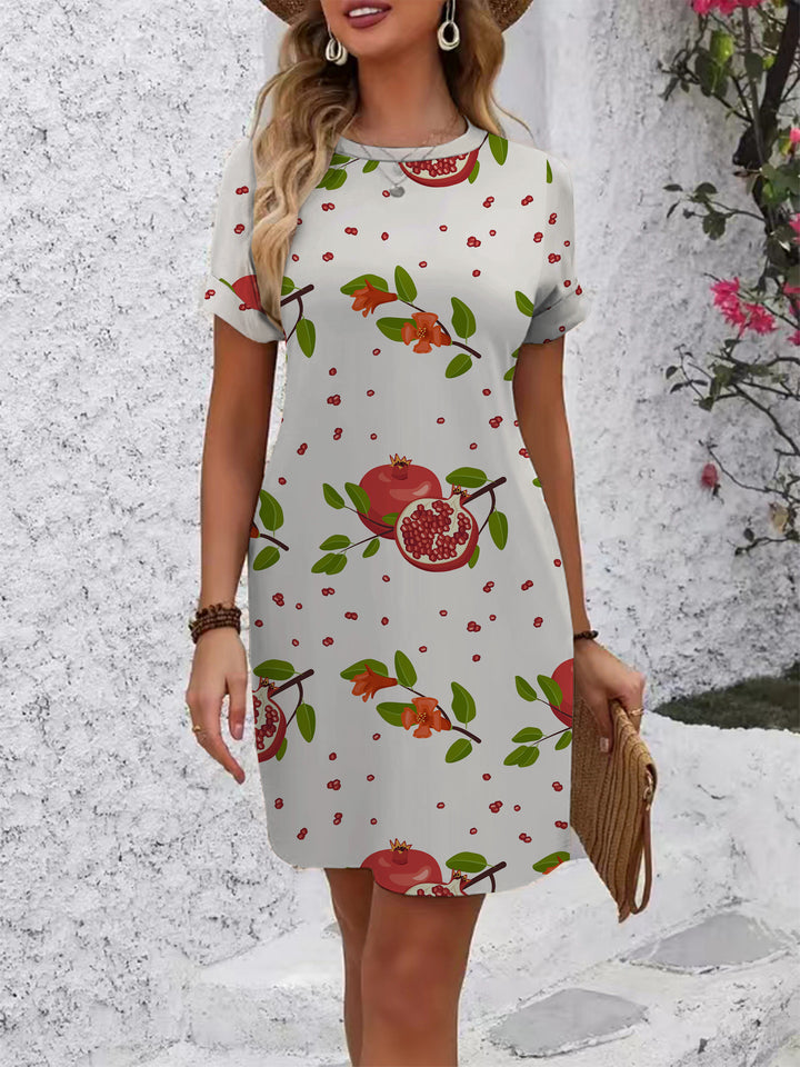 Women's casual short-sleeve dress with modern houndstooth pattern and comfortable fit Lisslune
