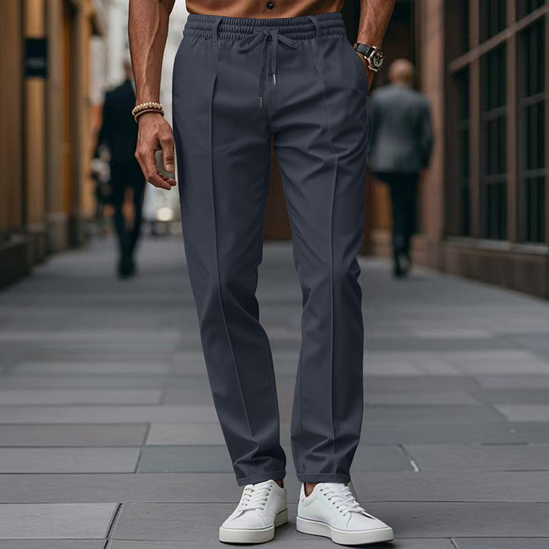 Men's leisure pants with elastic waistband and contemporary slim fit Lisslune
