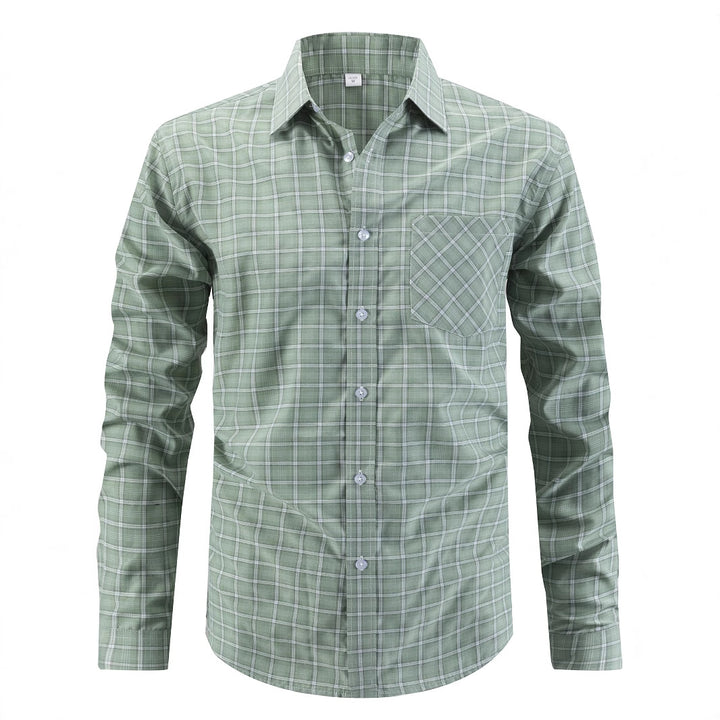 Men's fashionable long-sleeve shirt with checkered pattern Lisslune
