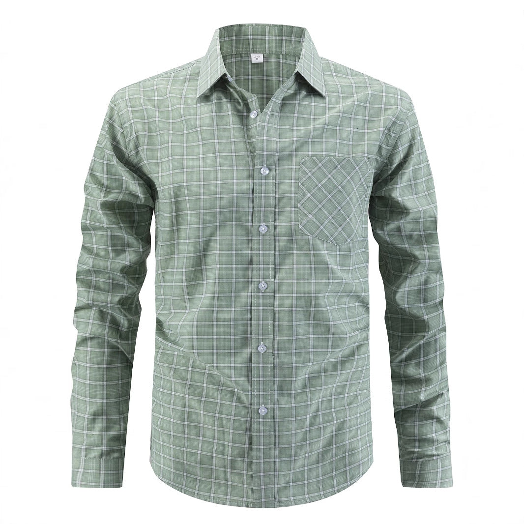 Men's modern checkered shirt made of soft cotton with practical breast pocket Lisslune