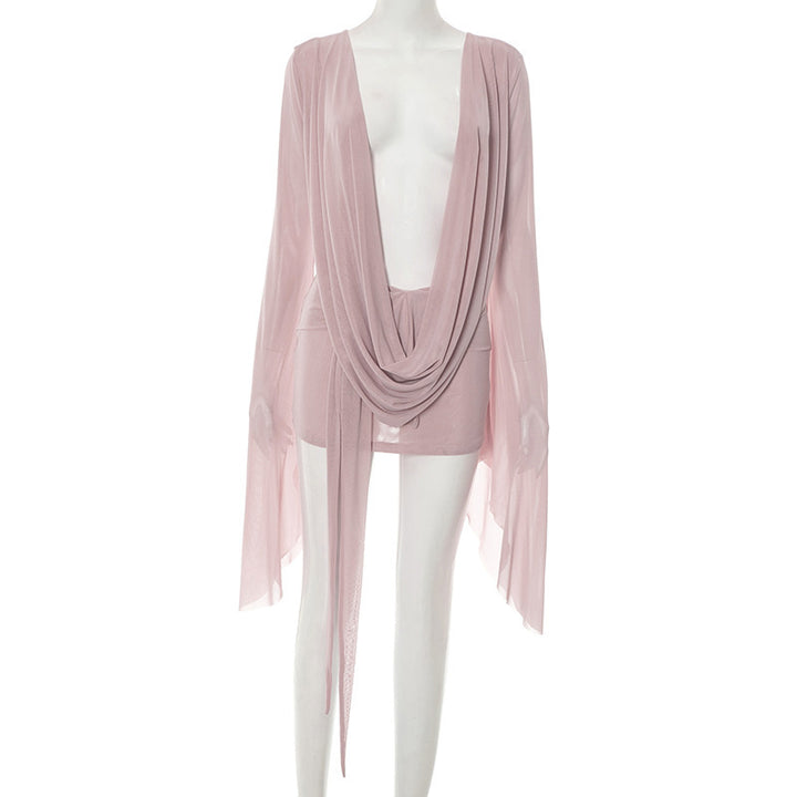 Women's Flowing Kaftan with Wide Sleeves and Deeper Neckline Lisslune