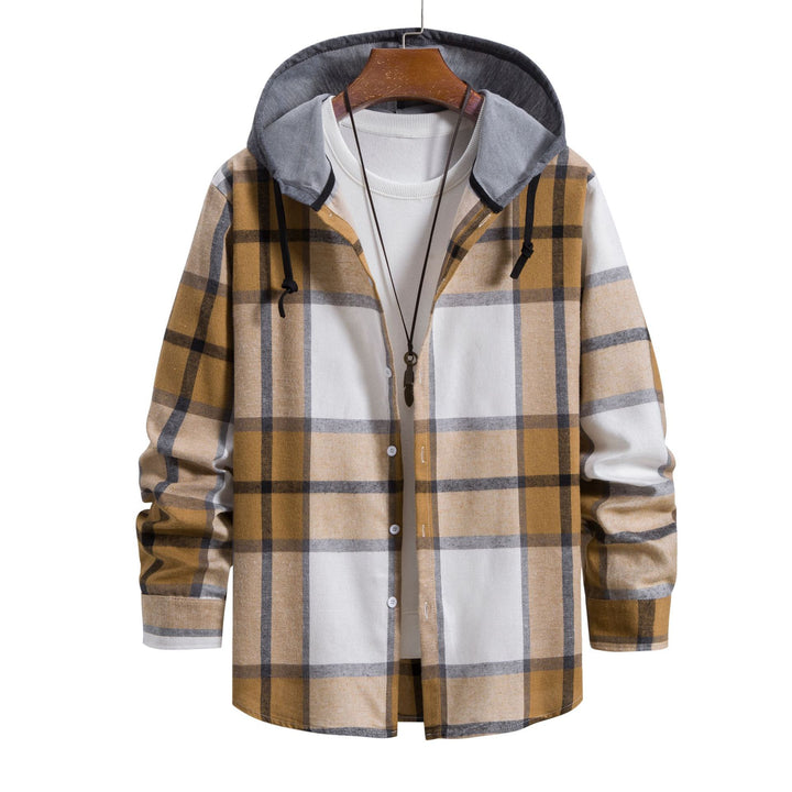 Men's Casual Flannel Jacket with Integrated Hooded Top Lisslune