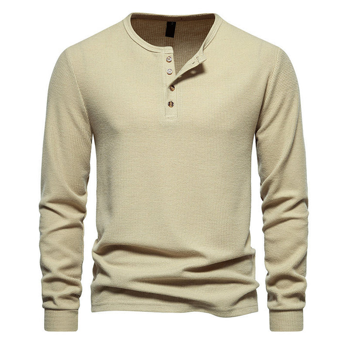 Men's long sleeve shirt with button placket and textured design Lisslune